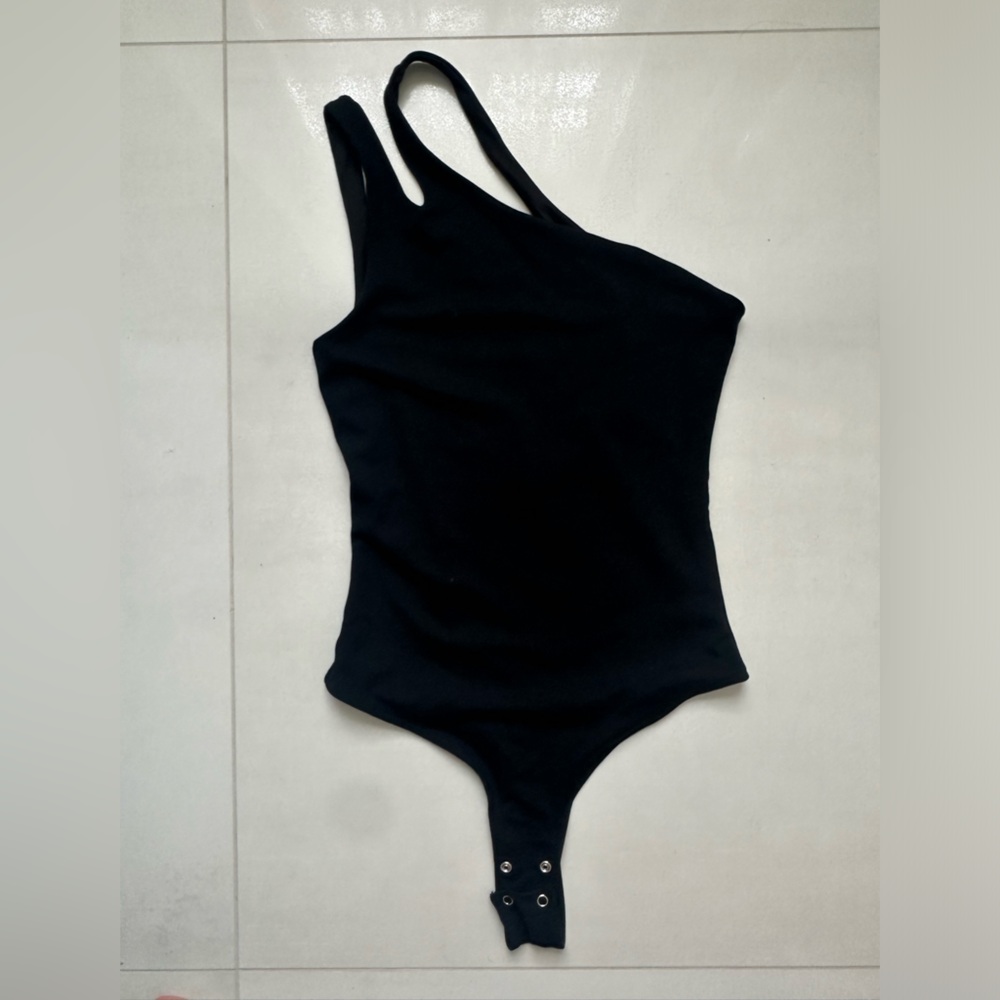 Dynamite Black Asymmetrical Sleeveless Bodysuit